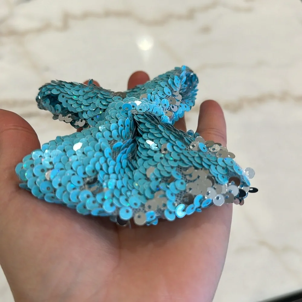 Tiffany blue sequin bow hair clip